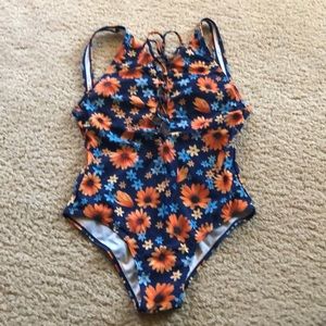 large floral print one piece